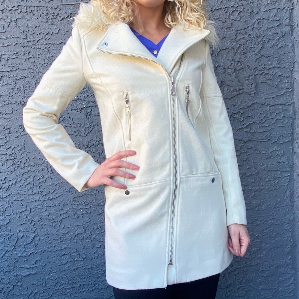 H&M White Faux Fur Coat